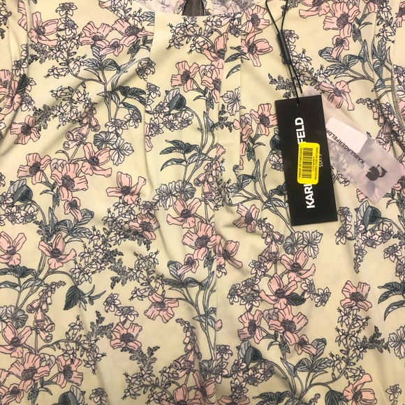Karl Lagerfeld PARIS 🌸 Beautiful Mint Green w/Pale Pink Flowers Sleeveless SZ M - Picture 4 of 8